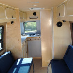 Kitchen area of customized Sprinter Van